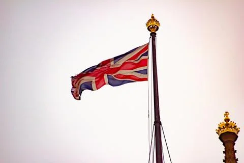 Union Jack Flying in the Wind Stock Photos