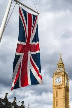 Union Jack in front of Big Ben Stock Photos