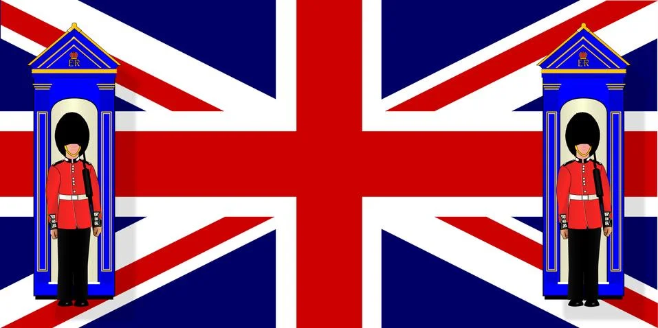 Union Jack With Guards Stock Illustration