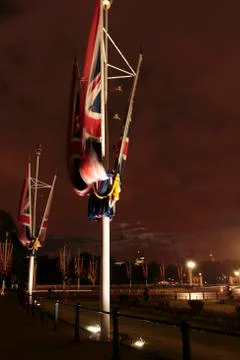 Union Jack at night Stock Photos