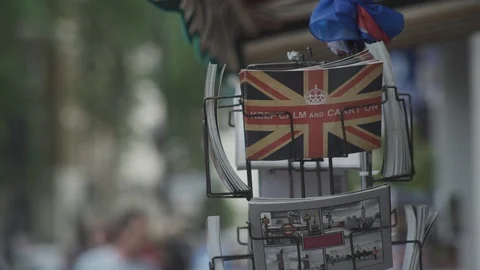 Union Jack Postcard prepared for Royal Wedding tourism Stock Footage 89883124