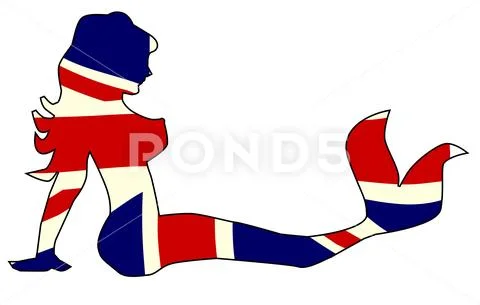 Union Jack Truckers Mermaid Stock Illustration