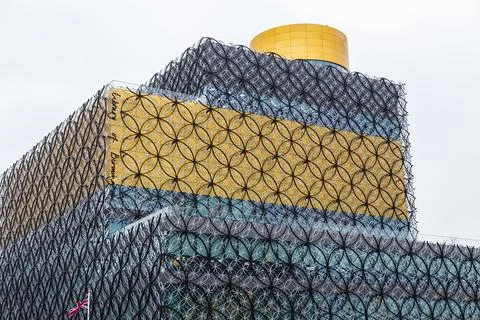 Union Jack under the library of Birmingham Stock Photos