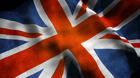 Union Jack waving slowly at an angle Stock Footage