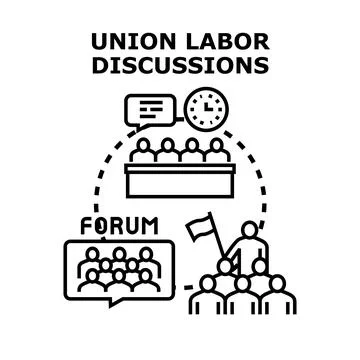 Union labor discussions concept representing organized worker collective Stock Illustration