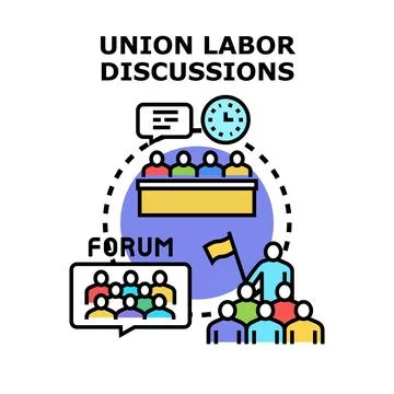 Union labor discussions concept representing organized worker collective Stock Illustration