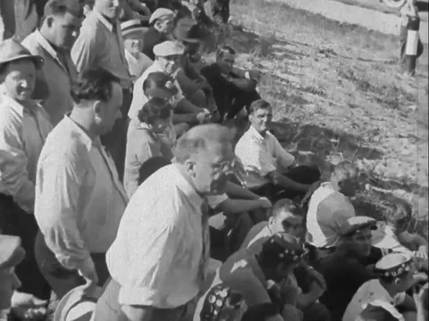 Union members protesting, strike against Cadillac Motors plant - 1939 Stock Footage 112126438