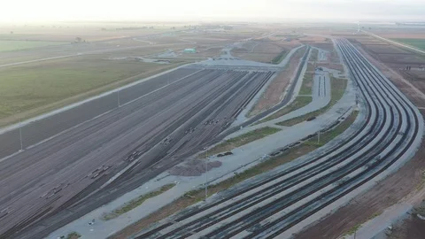 Union Pacific Brazos Yard under construction, Mumford, Texas, USA Stock Footage 129285568