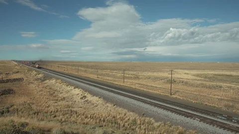 Union Pacific Train in Wyoming Video stock 121893486