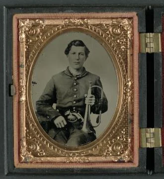 Union Soldier with Bugle Stock Photos
