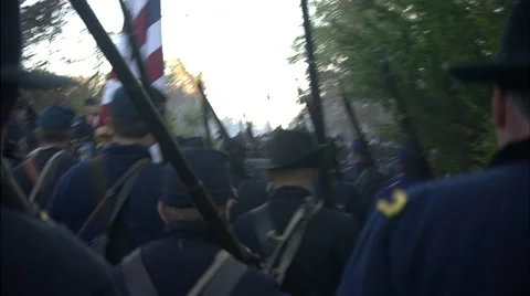 Union Soldiers with flag Stock Footage 40478901