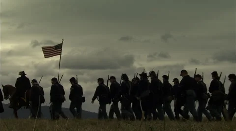 Union Soldiers marching Stock-Footage 39973789