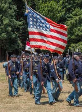 Union soldiers marching Stock Photos