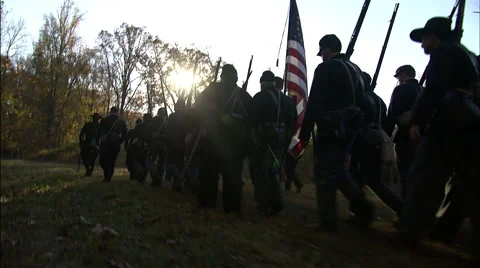 Union Soldier's moving forward Stock Footage 40478636