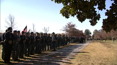 Union Soldiers standing at guard Stock Footage 40480537