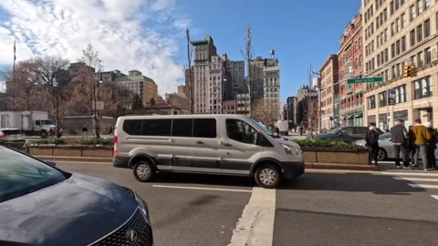 Union Square EAst as seen from Park Ave S in Manhattan Stock Footage 260566329