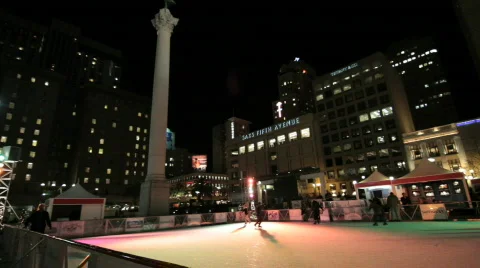 Union Square Ice Skating Stock Footage 606568