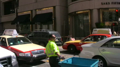 Union Square Intersection Pan Stock Footage 152451