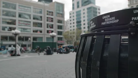 Union Square Partnership - Garbage Bin Closeup Video stock 153979585