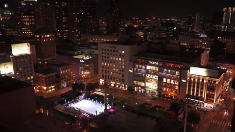 Union Square in San Francisco at Night Stock Footage 328224712