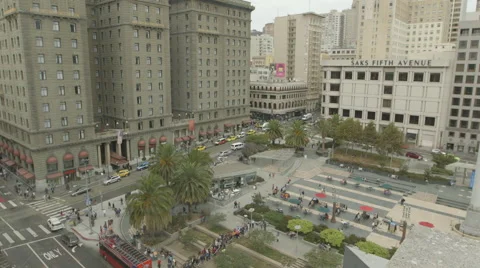 Union Square, San Francisco timelapse of daily movement shot from above Stock Footage 62550136
