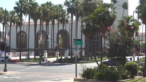 Union Station Outside View in Los Angeles, on 5 September 2019 Stock Footage 116352379