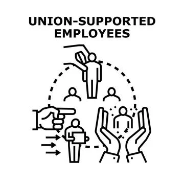 Union supporting employees protecting workers' rights Stock Illustration