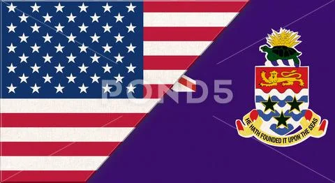 Union of two countries. Flag of USA and Cayman Islands. Two Flag ...