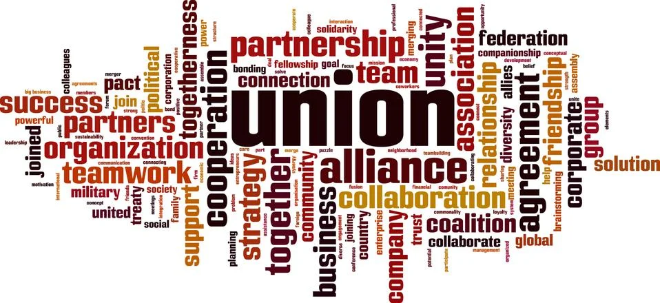 Union word cloud Illustrazione stock