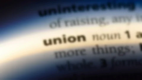 Union word in a dictionary. Stock Footage 99562438