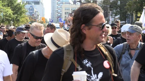 Union workers in labor day parade in Toronto Canada Stock Footage 94597334