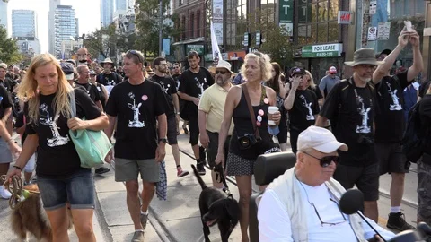 Union workers in labor day parade in Toronto Canada Stock Footage 94597422