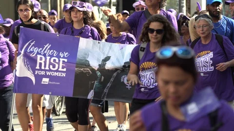 Union workers in labor day parade in Toronto Canada Stock Footage 94599022