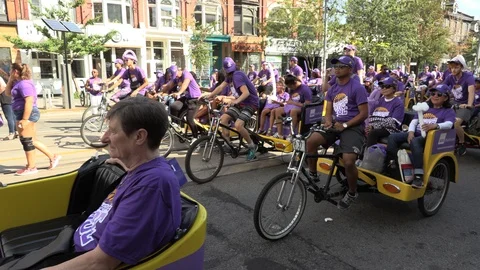 Union workers in labor day parade in Toronto Canada Stock Footage 94599137