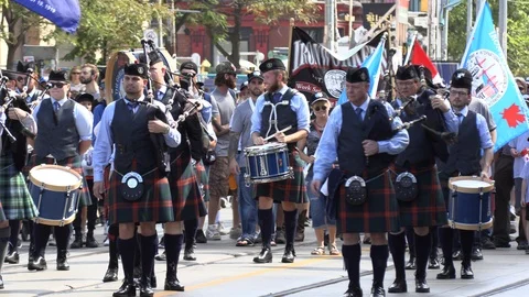 Union workers in labor day parade in Toronto Canada Stock Footage 94600144