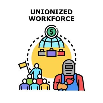 Unionized workforce concept for labor collective bargaining Stock Illustration