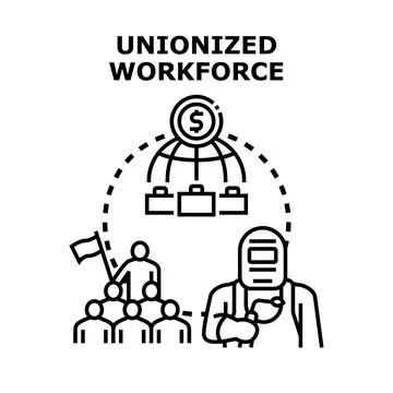 Unionized workforce concept for labor collective bargaining Stock Illustration