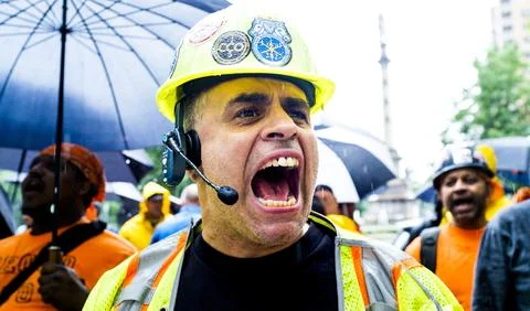 Unions Protest Our of Developer's Offices in New York, USA - 22 May 2018 Stock Photos