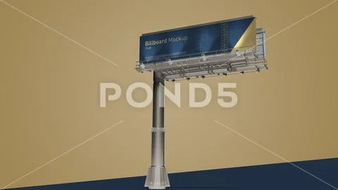 Unipole Billboard Mockup Double Side Outdoor Advertising Display Plantilla PSD