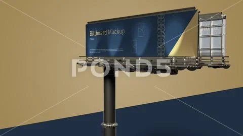 Unipole Billboard Mockup Double Side Outdoor Advertising Display PSD Template