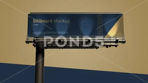 Unipole Billboard Mockup Double Side Outdoor Advertising Display PSD Template