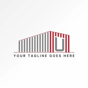 Unique 3D line initial U line warehouse building indutries factory shop Illustrazione stock