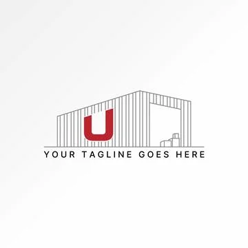 Unique 3D line storeage warehouse building indutries factory shop stock Ilustración de archivo