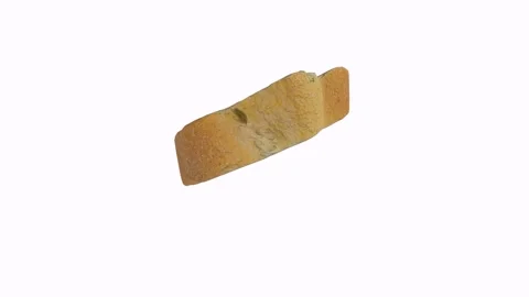 Unique 3D rendering of a cheese wedge on a white background Stock Footage 303859542