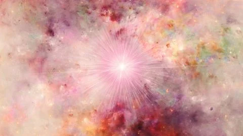 Unique 3d rendering illustration of bright stars in a multicolored nebula spa Stock Illustration