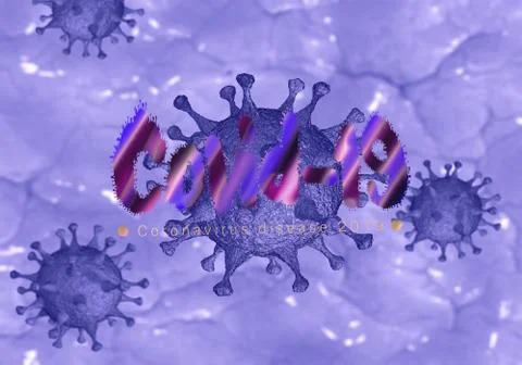Unique 3d rendering illustration of covid 19 virus inside cell under microsco Stock Illustration