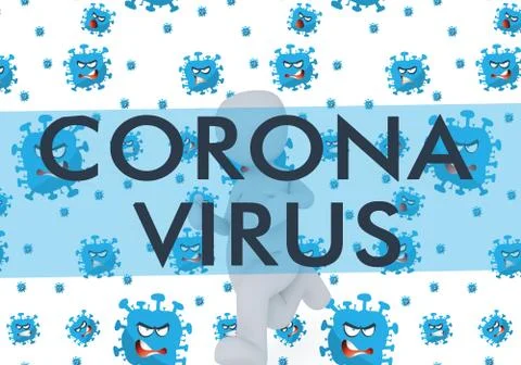 Unique 3d rendering illustration of model escaping from covid 19 virus artwor Stock Illustration