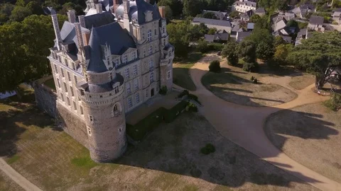 Unique 4k Drone Chateau de Brissac in Loire Valley of France. A medieval Castle Video stock 95214631