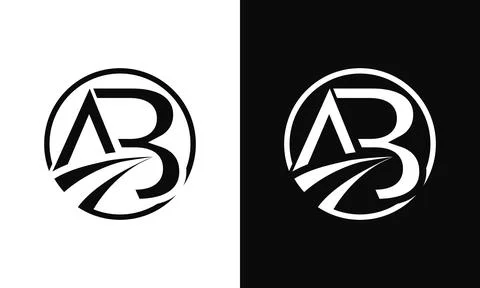 Unique AB Initial Logo with circular framing and flowing strokes.Minimal Mo.. Stock Illustration
