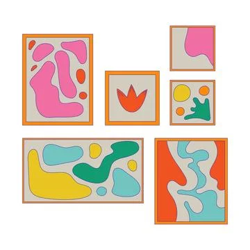 Unique abstract artwork frames collection 2D cartoon object Illustration